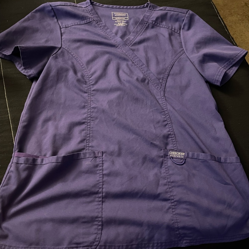 Cherokee Workwear Purple Scrub Top
